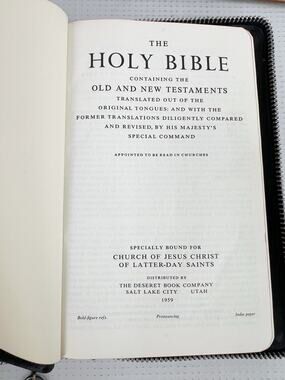 LDS 1959 Holy Bible Black Leather Zipper Case KJV Church of Jesus Christ Deseret